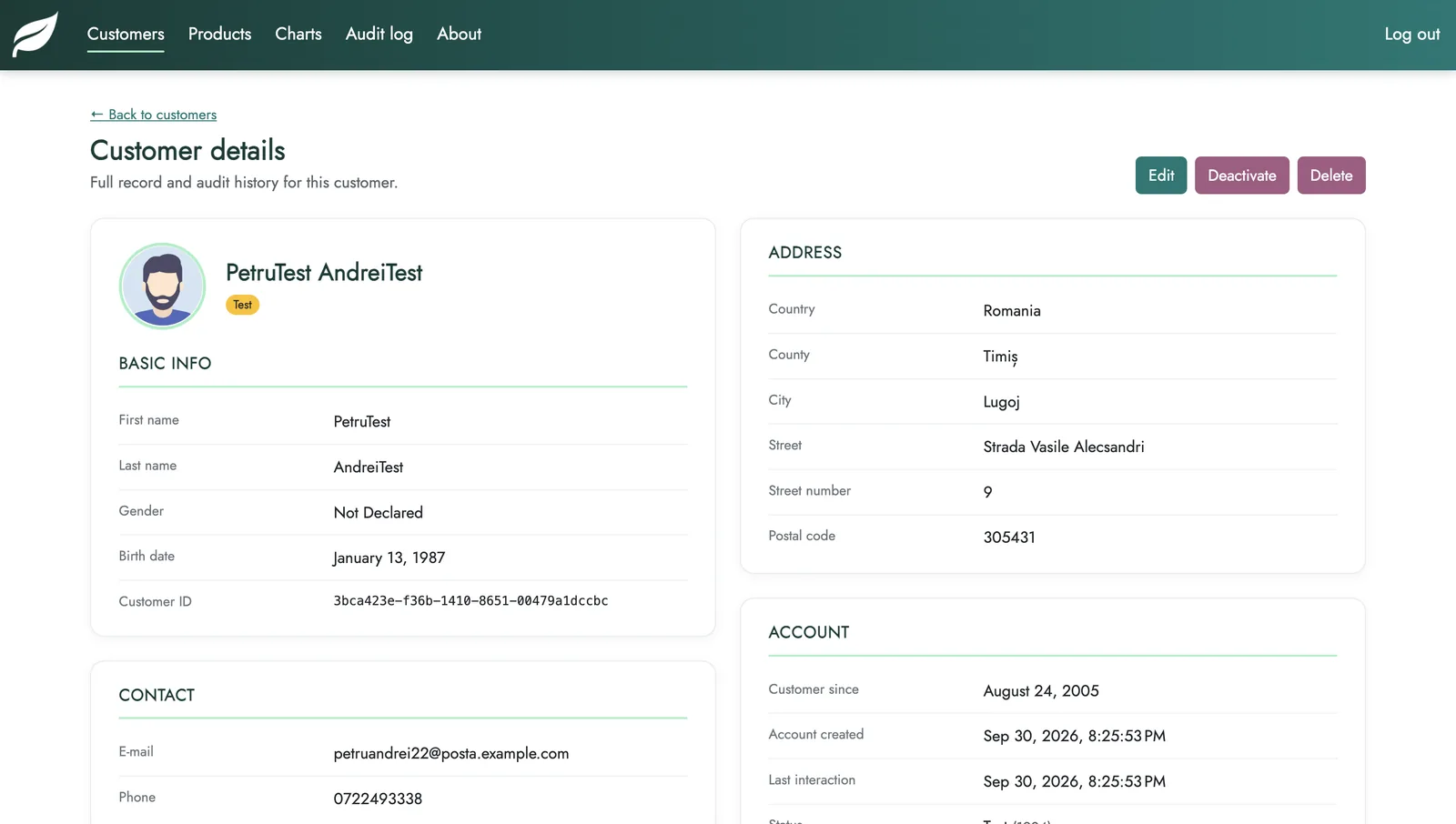 Screenshot 2 of 4 of Customer Management System