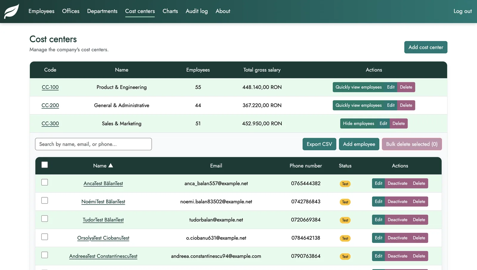 Screenshot 2 of 4 of Employee Management System